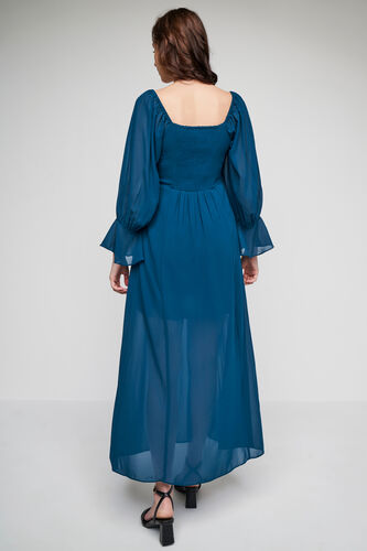 Teal Solid Flared Gown, Teal, image 5